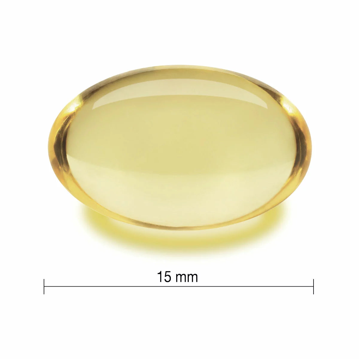 Mini Omega-3 softgels size.