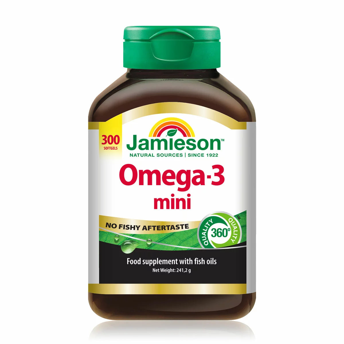 Jamieson Omega-3 Mini Softgels bottle, 300 count.