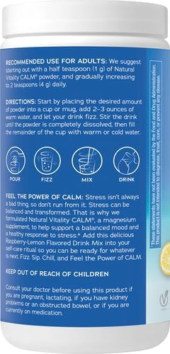 Supplement facts and instructions for flavoured magnesium powder.