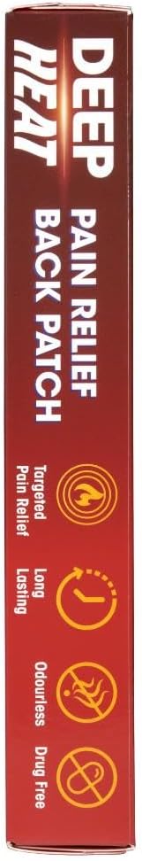 Deep Heat Extra Large Air-Activated Warming Patch for Back and Muscle Comfort, 2 count box on white background. side view