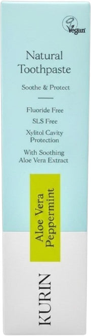 Kurin Natural Toothpaste Aloe Vera Peppermint Fluoride Free 100ml box