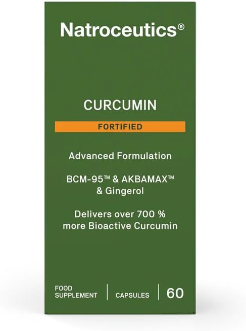 Front: Natroceutics Curcumin Fortified box, 60 vegan capsules, advanced turmeric formula.