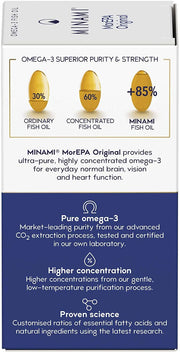 Label detail showing ingredients and supplement facts for Minami MorEPA Original.