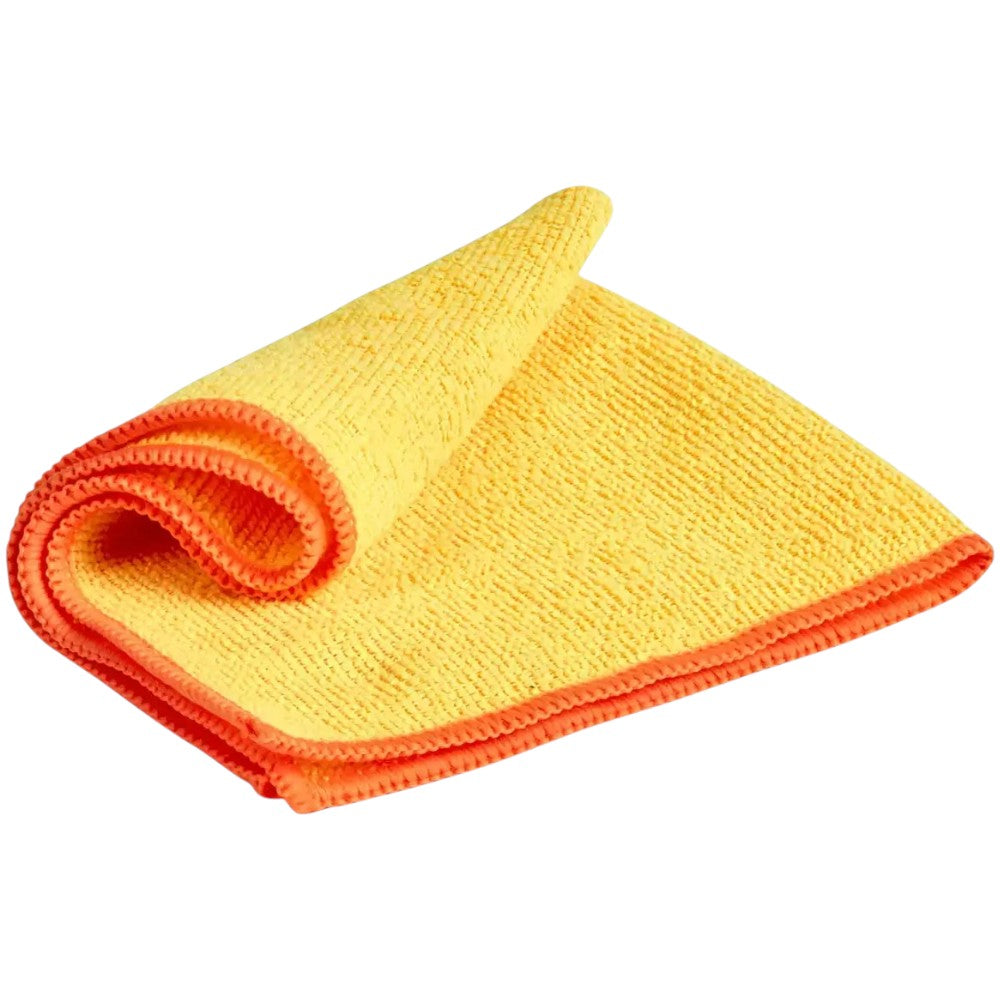 Spontex Microfibre Collection Cleaning Cloths shown being used to wipe a household surface