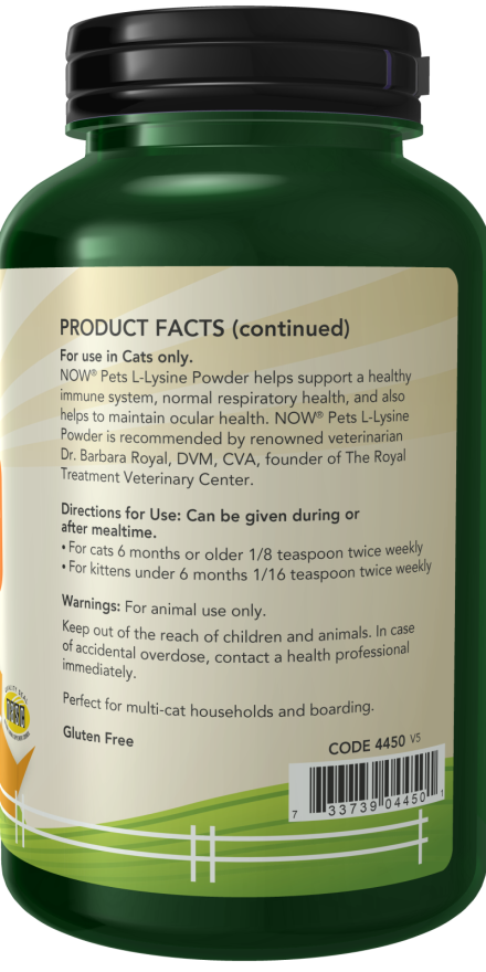 Now Foods L-Lysine for Cats Powder Immune System Support