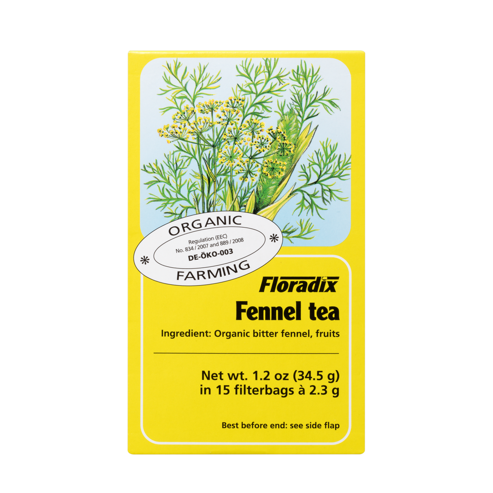 Floradix Organic Fennel Herbal Tea box, 15 teabags.