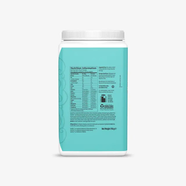 Teal container with white lid on a white background