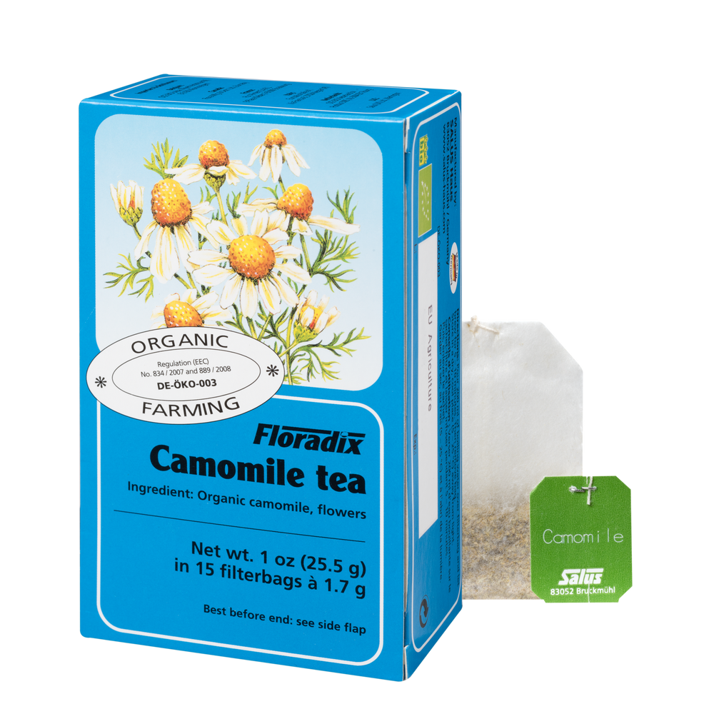 Floradix Organic Chamomile Herbal Tea box, 15 teabags.