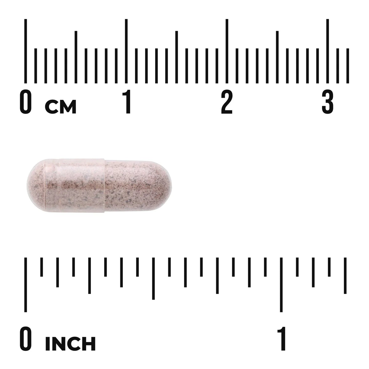 Swanson Full Spectrum Black Cohosh Root 540 mg capsule size comparison with measurement scale