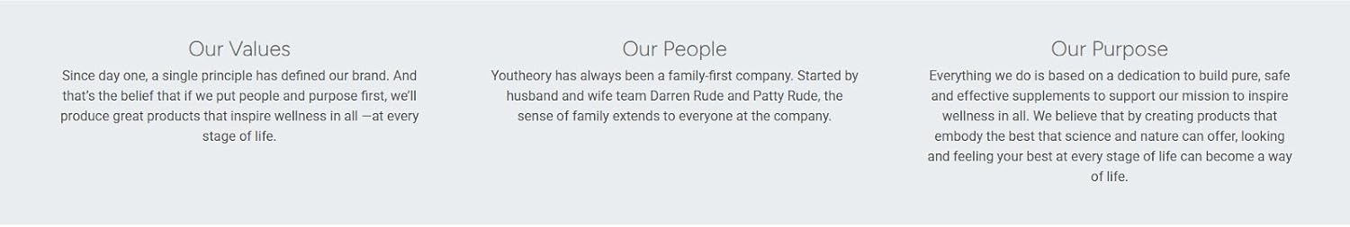 Text-based content about a company's vision, people, and purpose on a white background.