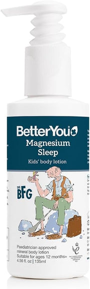 BetterYou Magnesium Kids Body Lotion bottle, 135ml, with lavender, on white background.