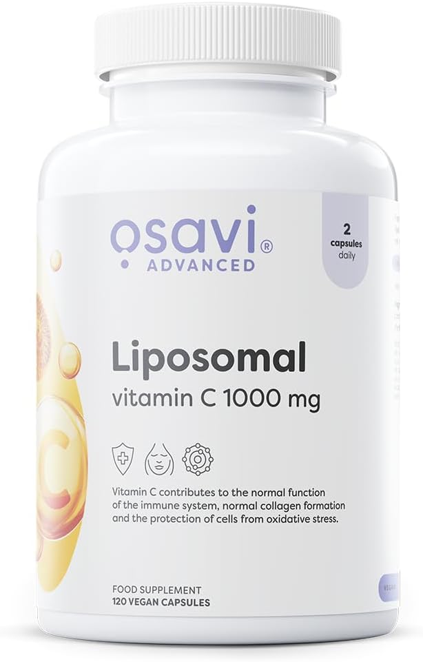 Osavi Liposomal Vitamin C 1000mg bottle, 120 vegan capsules with Liposovit-C.