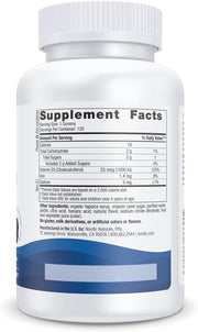 Supplement facts label for Vitamin D3 and Iron gummies, dosage instructions