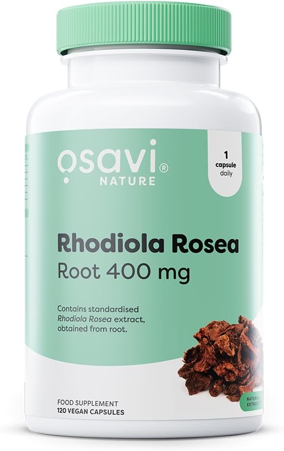 Osavi Rhodiola Rosea 400mg Extract bottle, 120 vegan capsules.