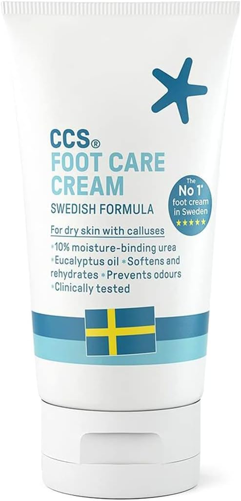 CCS Foot Care Cream with Swedish design elements on a white background