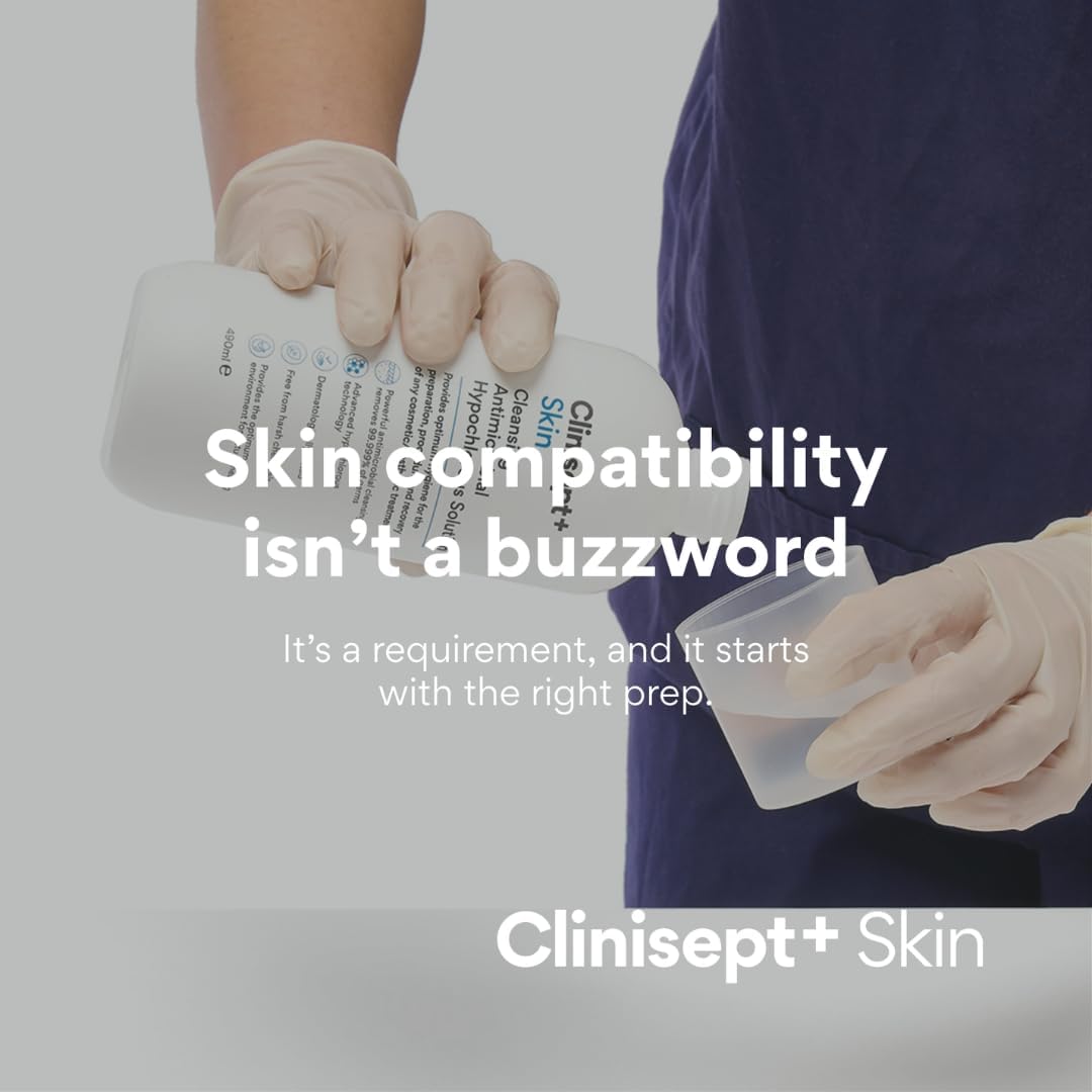 Clinisept+ Skin Prep Solution - Hypochlorous Acid Cleanser with Pump - 490ml