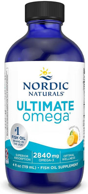 Nordic Naturals Ultimate Omega Lemon Flavoured Liquid Fish Oil bottle, 119ml