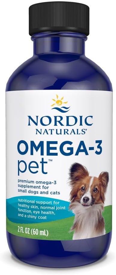 Nordic Naturals Omega-3 Pet Liquid fish oil bottle 60ml for dogs and cats.