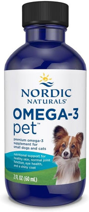 Nordic Naturals Omega-3 Pet Liquid fish oil bottle 60ml for dogs and cats.