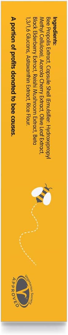 Unbeelievable Health Bee Prepared Immune Support supplement box, 20 capsules on a white background.