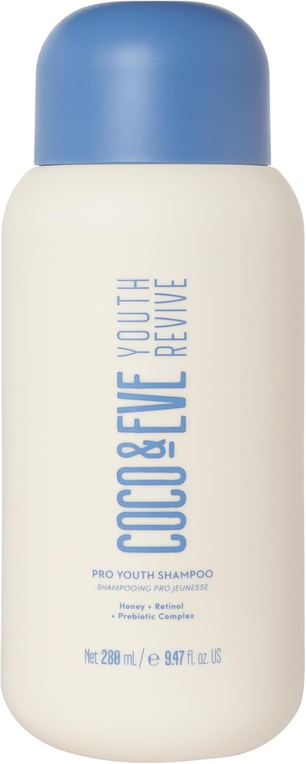 Coco & Eve Pro Youth Shampoo bottle with honey and retinol, 280ml.