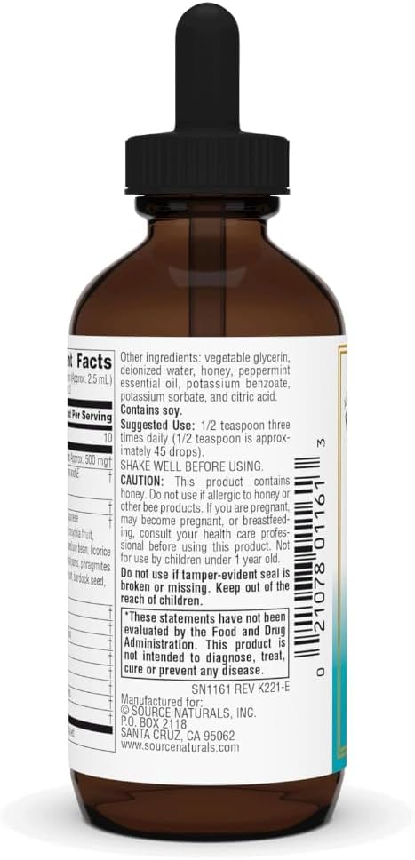 Brown glass bottle with dropper labeled 'Natures Answer' on a white background