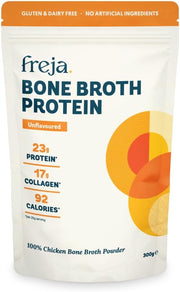 Front image: Freja chicken bone broth protein powder unflavoured pouch 300g