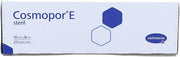Cosmopor E Sterile Adhesive Dressings box, 10 cm x 8 cm, pack of 25, on white background. Top view