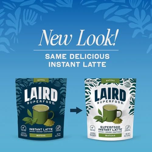 Laird Superfood Matcha Instant Latte Drink Mix – 227g. Old & new packaging.