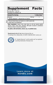Supplement facts label for Nordic Naturals active CoQ10 ubiquinol formula.