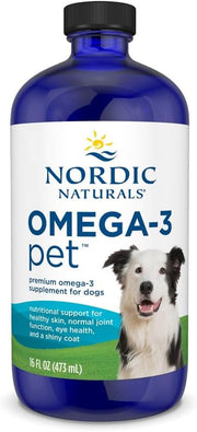 Nordic Naturals Omega-3 Pet Liquid fish oil bottle 473ml for dogs and cats.