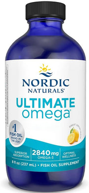 Nordic Naturals Ultimate Omega Lemon Flavoured Liquid Fish Oil bottle, 237ml