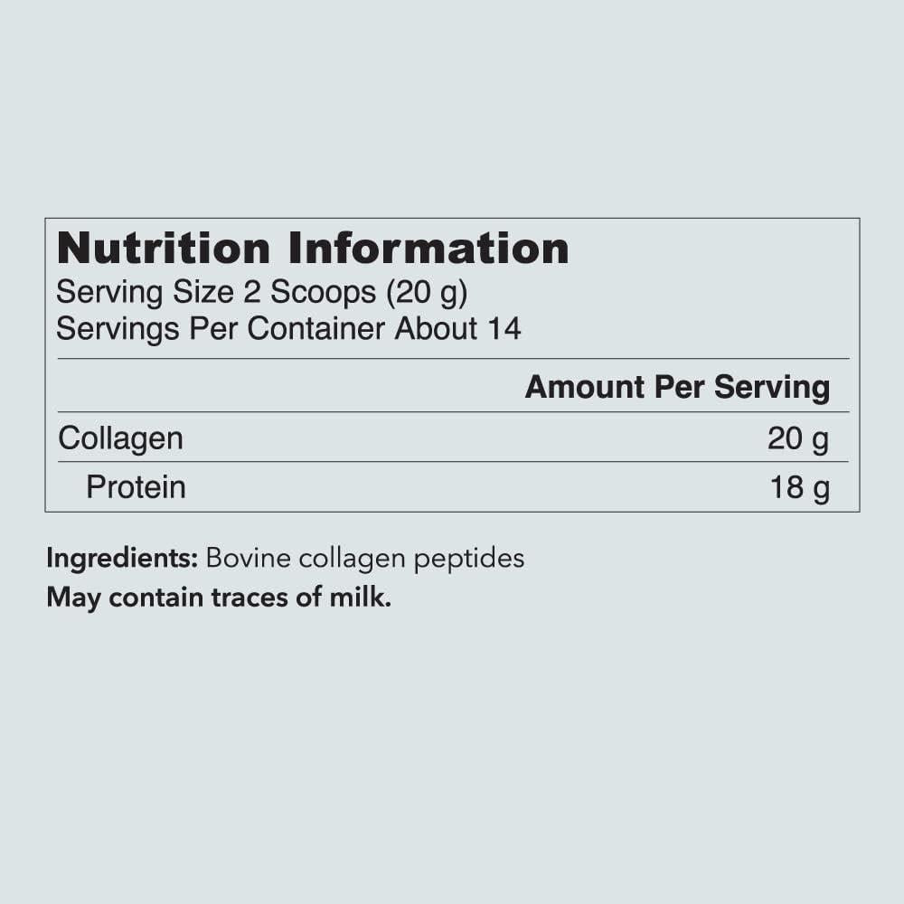 Supplement facts & ingredients image: Vital Proteins Collagen Peptides powder unflavoured tub 284g ingredients label