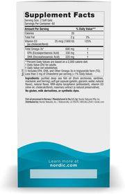 Ingredients and supplement facts label for Omega-3D with Vitamin D3.