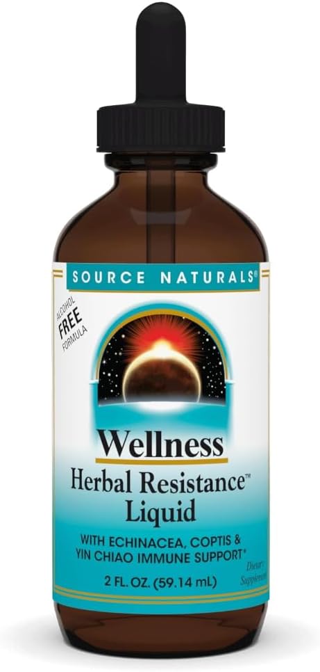 Bottle of Source Naturals Wellness Herbal Resistance Liquid on a white background