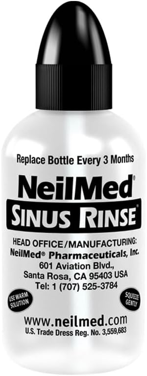 NeilMed Sinus Rinse Pediatric Starter  bottle and saline sachets.