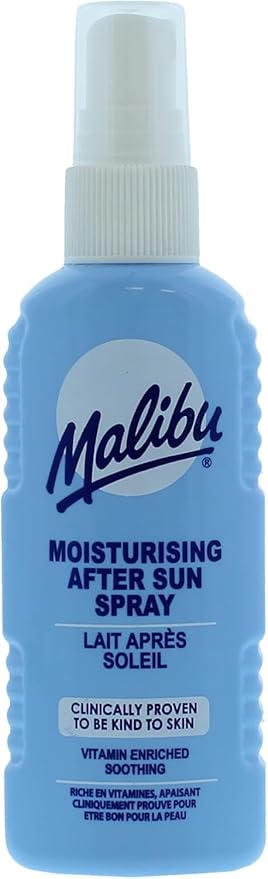 Malibu After Sun Care Moisturising Spray bottle, 100ml, original scent.