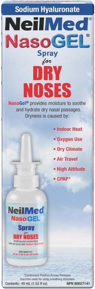 NeilMed NasoGel Spray for Dry Noses 45ml box, front packaging.