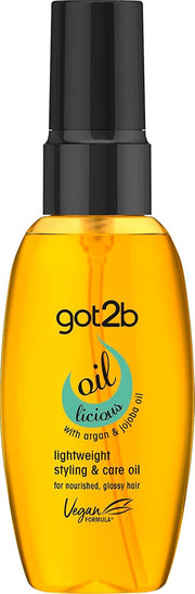 got2b Oil-Licious Argan and Jojoba Styling and Care Oil bottle 50ml front product packaging
