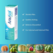 Front of 43g Anusol Cream tube, blue and white packaging.