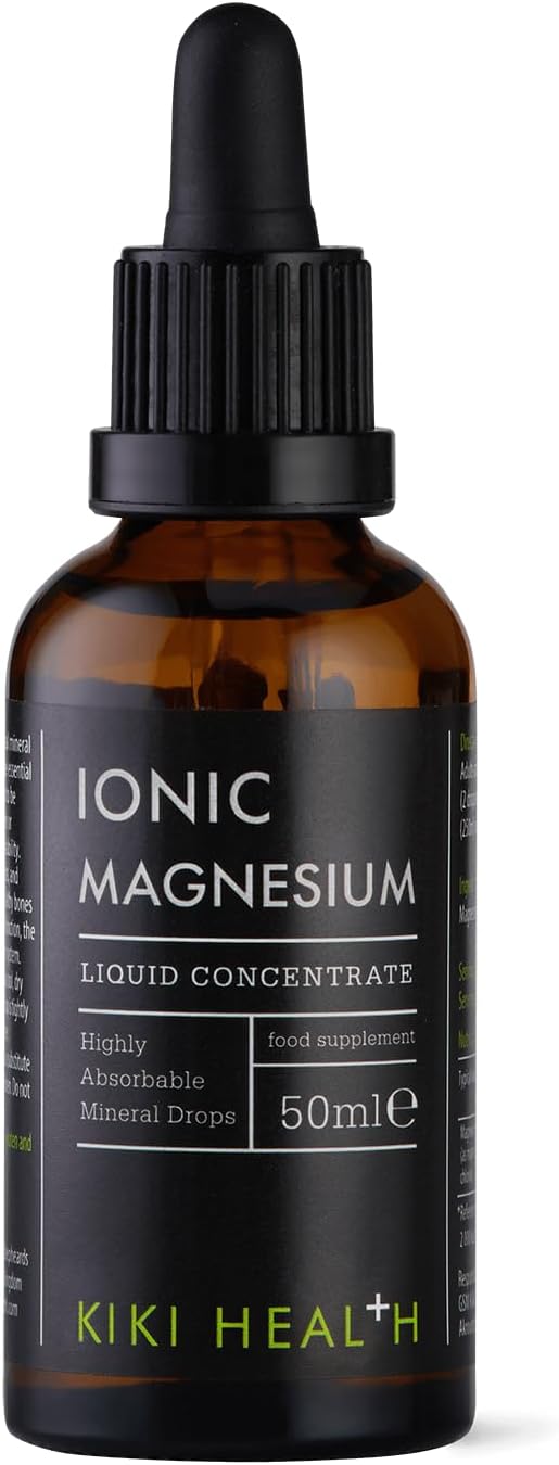 Front image: KIKI Health ionic magnesium liquid drops mineral supplement bottle 50ml