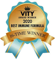 VITY Award Winner badge for Best Immune Formula 2020 on a white background