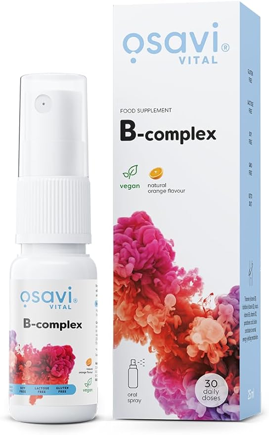 Osavi B-Complex Oral Spray 25ml bottle, orange flavour, vegan.