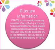 Infacol Baby Comfort Aid 55ml bottle with dropper, for infant wind and colic support allergen information.