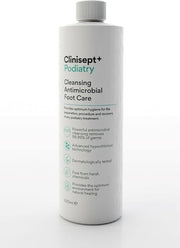 Clinisept+ Podiatry Foot Care Spray bottle, 500ml, professional use.