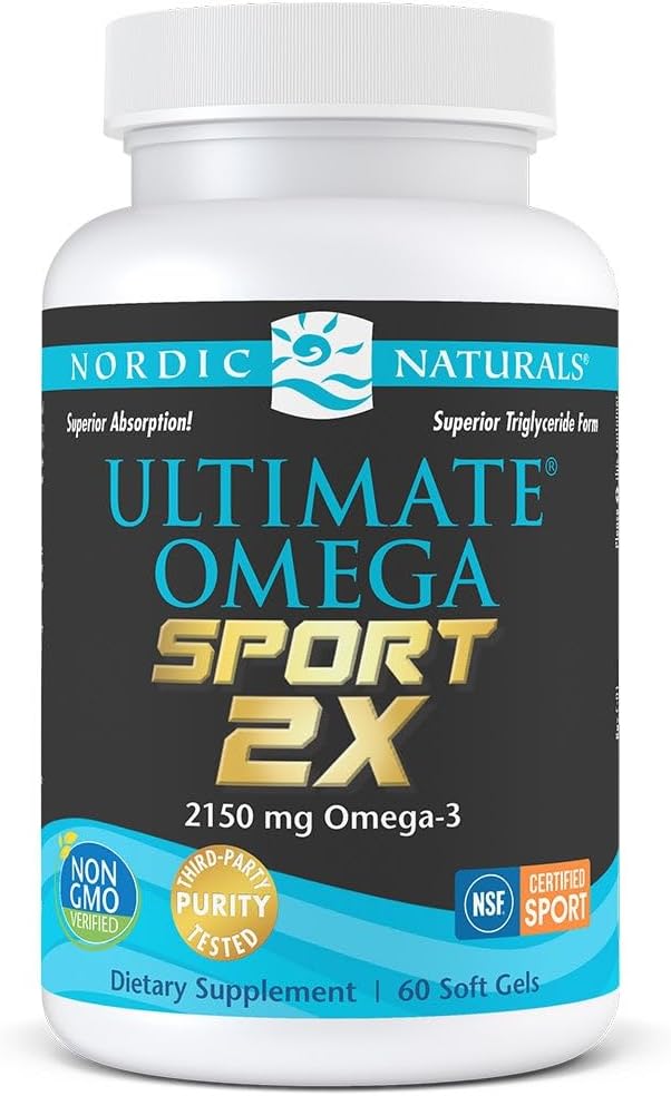 Nordic Naturals Ultimate Omega Sport 2X lemon 60 soft gel bottle.