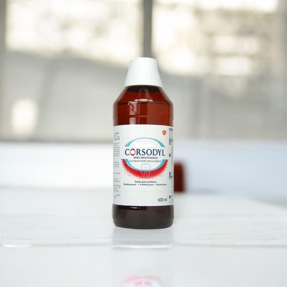 Corsodyl Fresh Mint Mouthwash - With Chlorhexidine for Plaque Control - 600ml