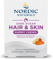 Nordic Naturals Zero Sugar Hair & Skin Gummy Chews strawberry lemonade box.
