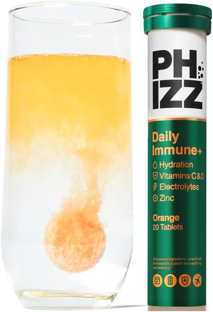Phizz Daily Immune plus orange effervescent electrolyte tablets tube 20 tablets