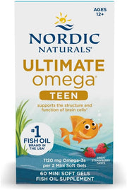 Nordic Naturals Ultimate Omega Teen strawberry 60 soft gel box .